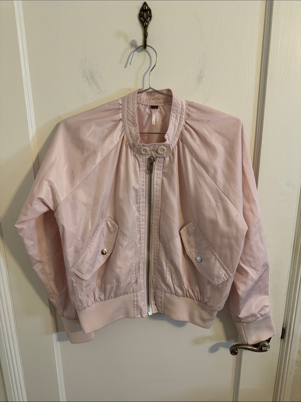Women’s Free People Blush Pink Bomber Jacket Sz XS